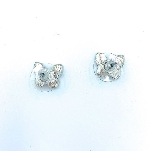 Butterfly Rhinestone Stud Earrings - Small, Silver - Picture 3 of 3